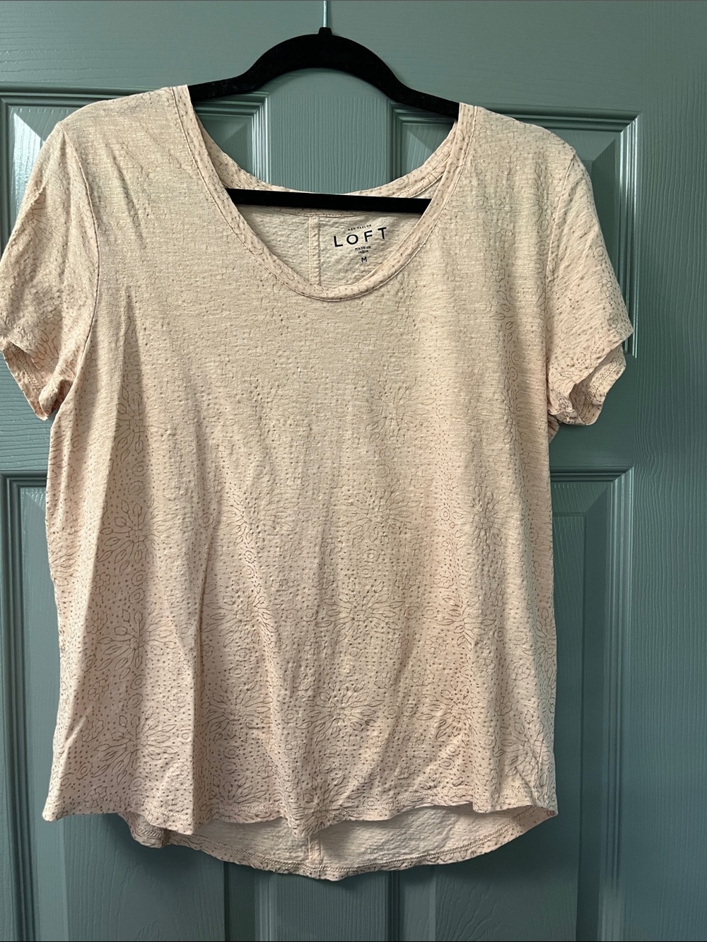 LOFT Cream Eyelet Short Sleeve Tee